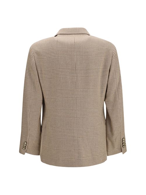 Checked Cotton Blazer — Camel