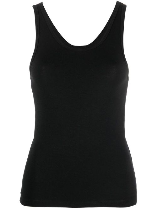 Contrast-stitching sleeveless top - Black