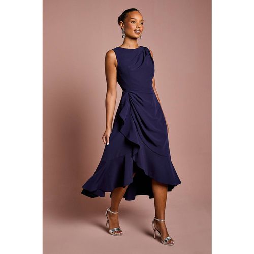 Coast Women's Petite Crepe Ruffle Dress With Low Back in Navy