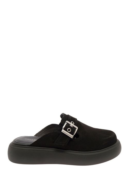 Black Leather Mules