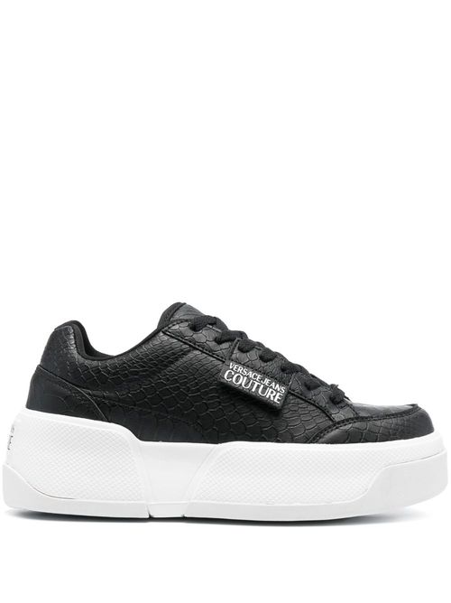 Logo-patch round-toe sneakers - Black
