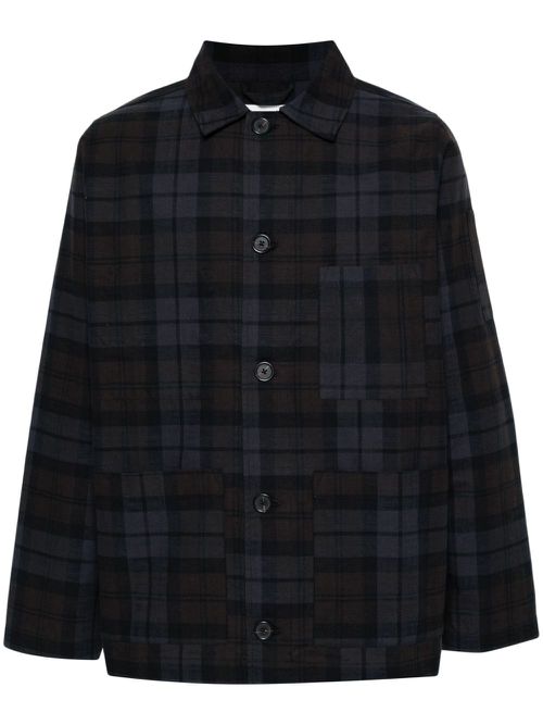 Check-pattern shirt jacket - Brown