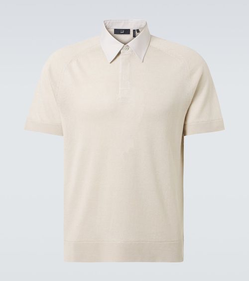 Linen and silk polo shirt