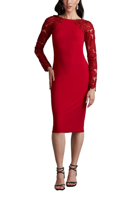 Tadashi Shoji | Emille Embroidered Illusion Cocktail Dress | Realry