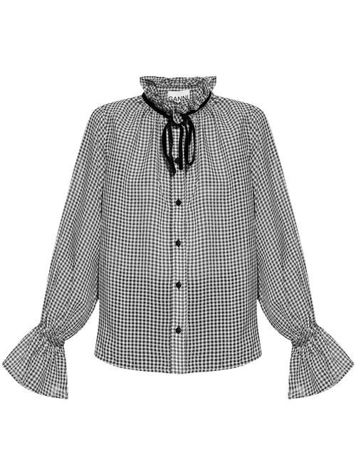 Sheer check shirt - Black