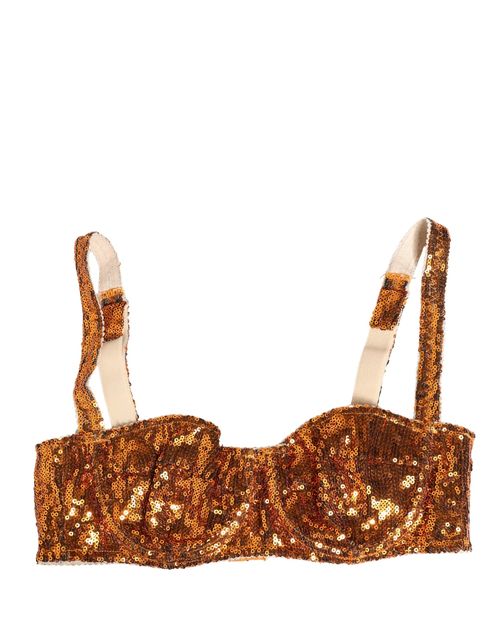 Gold Sequined Balconette Bra — Gold
