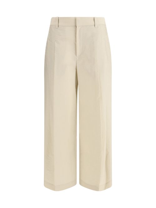 Cotton-Blend Trousers — Beige