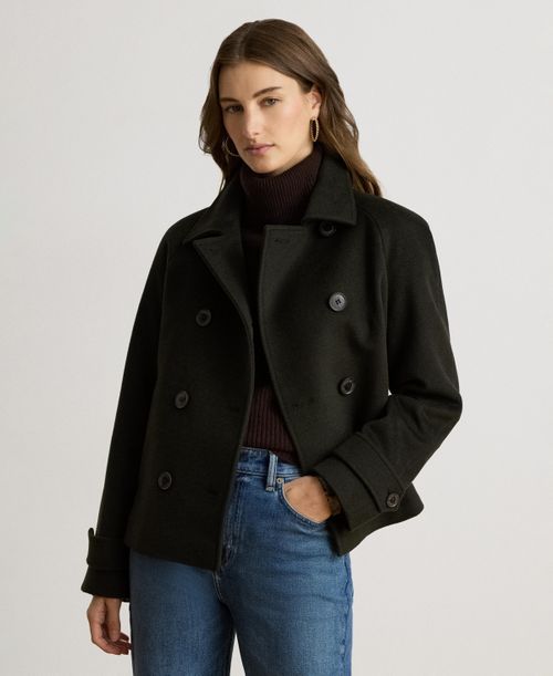 Women's Short Double Breasted Wool Coat - Litchfeild Loden