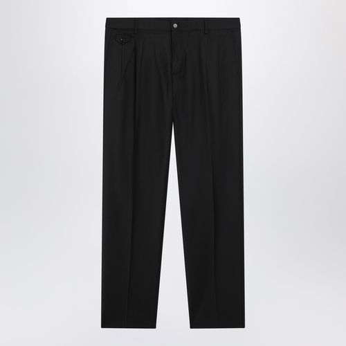 Dolce & Gabbana Tapered Pleated Woolblend Trousers In Black