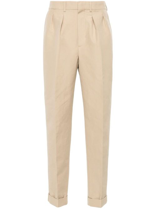 Pleat-detail tapered trousers - Neutrals