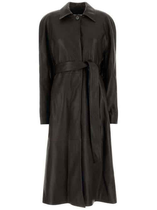 Belted leather jacket - Brown