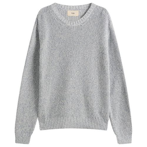 Men's Chain Crew Jumper Melange Light Blue