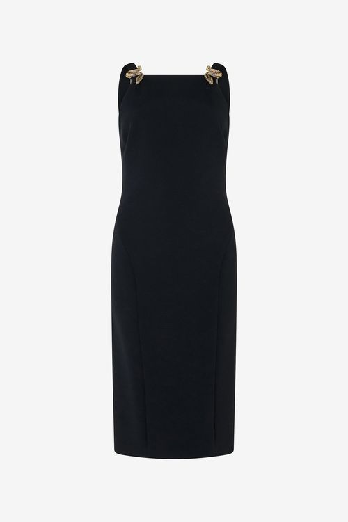 Black Sheath Dress With Snake Detailing