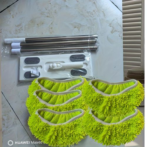 TEMU A Set Washable Microfiber Mop Pads 5pcs Plus 1 Multifunctional Flat Mop, Made Of Absorbent Knitted Fabric, Reusable Cleaning Cloth