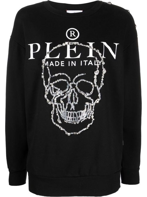Crystal-embellished long-sleeve sweatshirt - Black