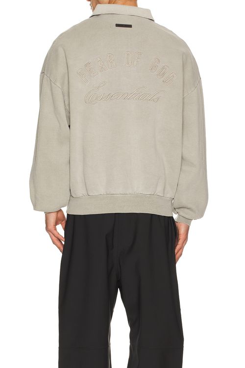 Fear of God ESSENTIALS Classic Polo Sweatshirt in Smoke Grey - Grey. L also in M, S, XL/1X, XS, XXL/2X