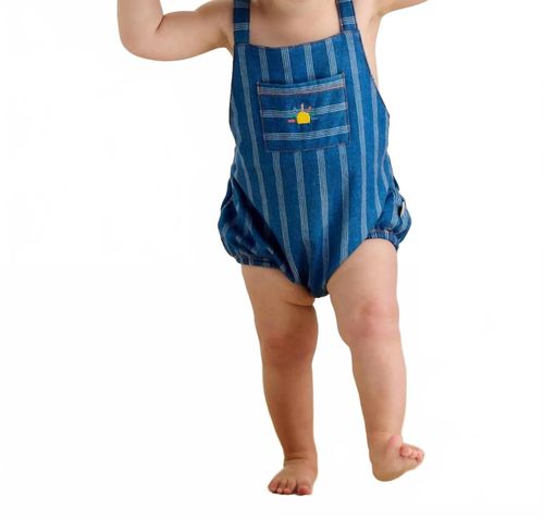 Boy's Mallorca Pinstripe In Denim Bubble