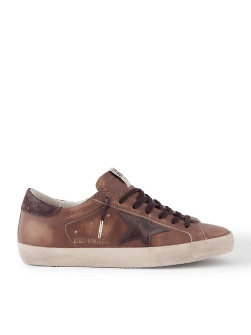 Super-Star Private EDT Distressed Suede-Trimmed Leather Sneakers
