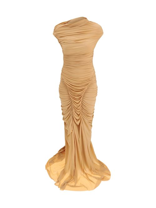 Draped Jersey Dress — Beige