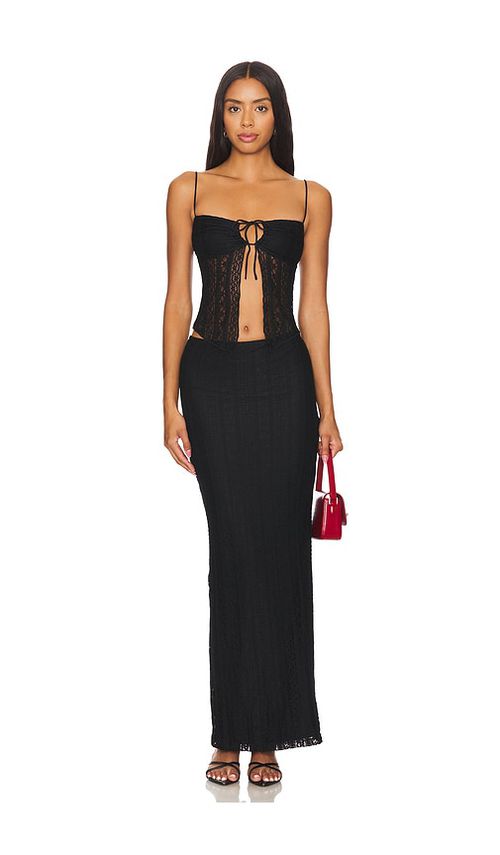 MORE TO COME Lali Maxi Skirt Set in Olive. L. Also in XXS, XS