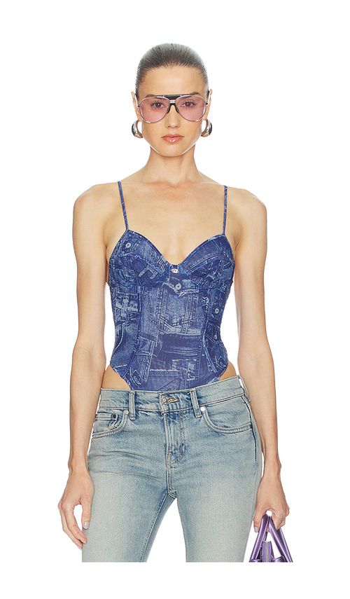 Diesel Bridget Denim Bodysuit in Blue. 32B. Also in 34B, 36B