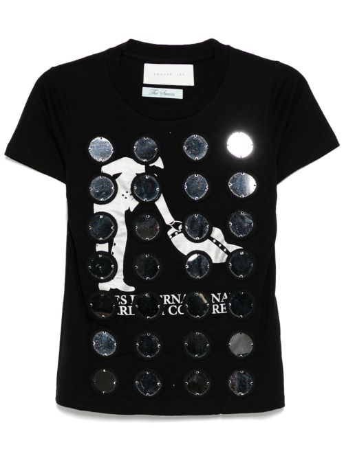 The Reconstituted Mirror Disc embroidery T-shirt - Black