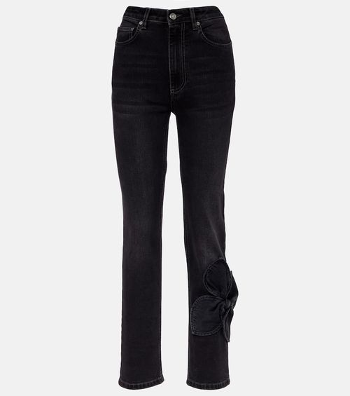 Bow-detail cropped straight jeans