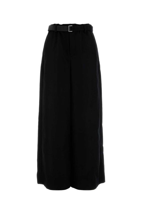 Black Wool Wide-leg Pant