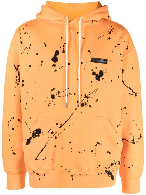 Yellow Paint Splatter Hoodie - Orange