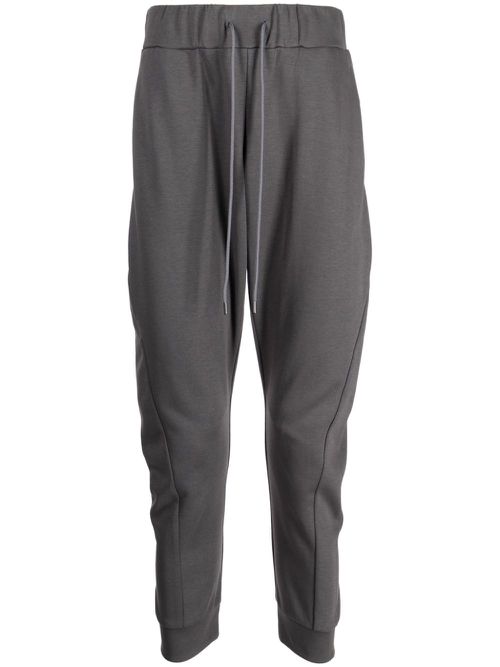 Drawstring cotton-blend trousers - Grey