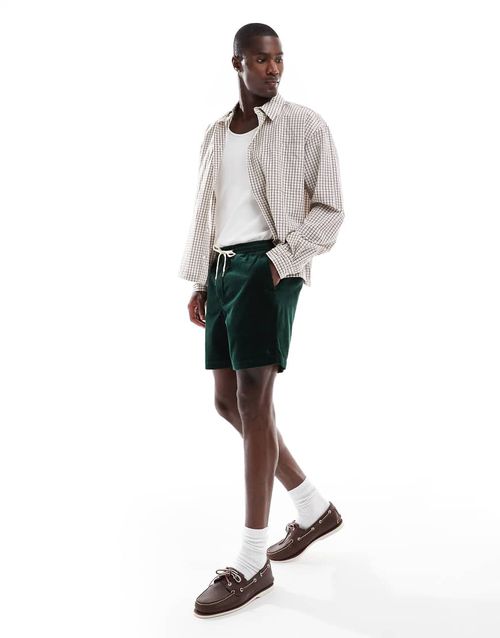 Prepsters flat front cord shorts in mid green
