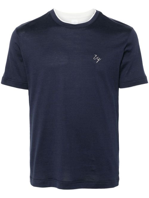 Logo-embroidered T-shirt - Blue