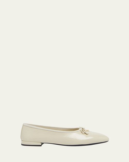 Leather Bow Ballerina Flats