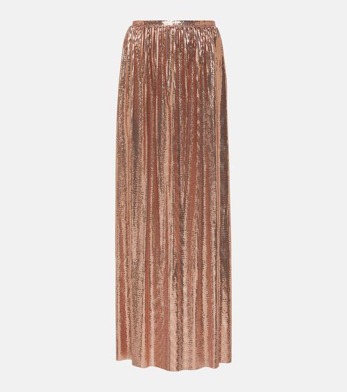 Metallic mesh maxi skirt