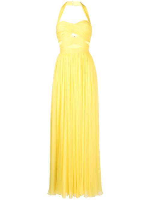 Draped cut-out silk gown - Yellow