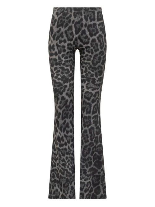 Leopard-print flared trousers - Black