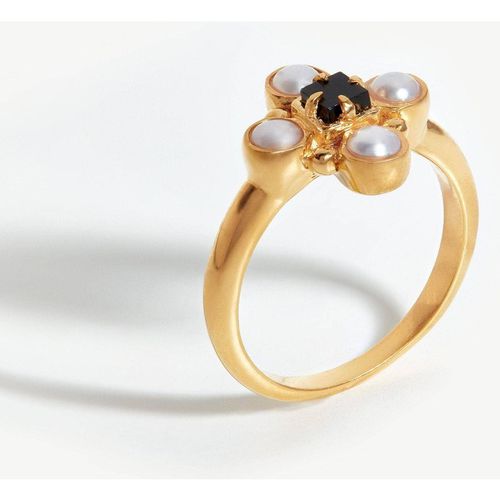 Harris Reed Quartet Ring | Gold Plated/Pearl & Black Onyx