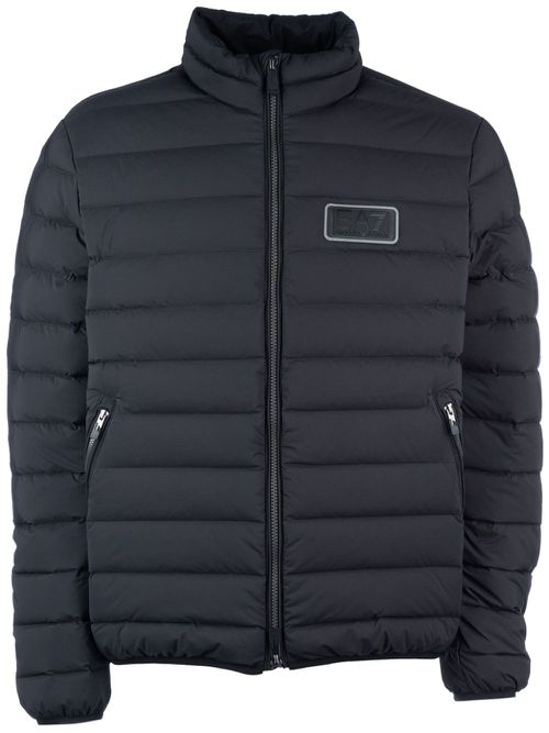 Logo-patch padded jacket - Blue