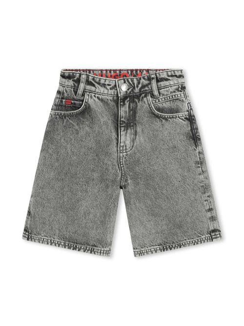 Logo-patch denim Bermuda shorts - Grey