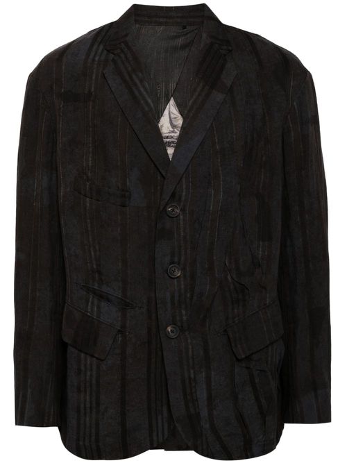 Distressed striped blazer - Blue
