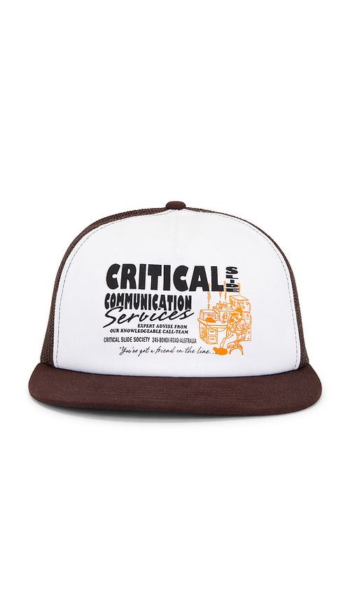 Critical Slide Communication Trucker Hat in Brown