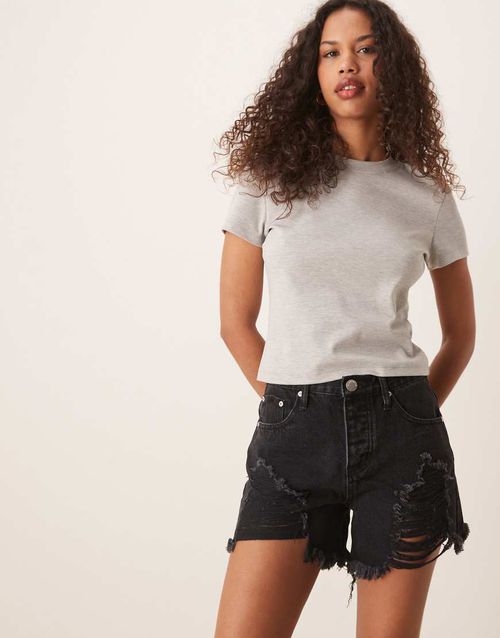 Glamorous Washed black demin shorts in washed black