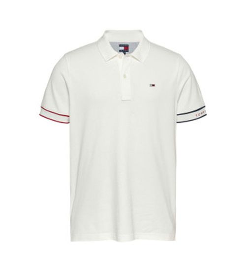 Tommy Jeans for man. DM0DM21306 Polo Slim Flag Cuff white (XL), Casual, Short sleeve, Organic Cotton, Sustainable
