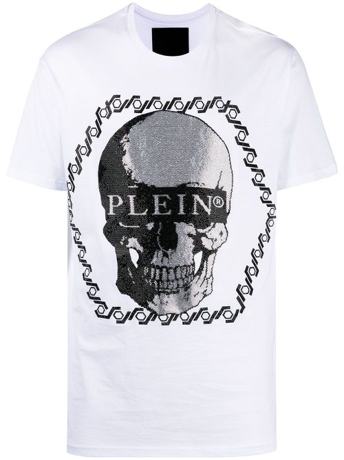 Crystal-skull crew neck T-shirt - White