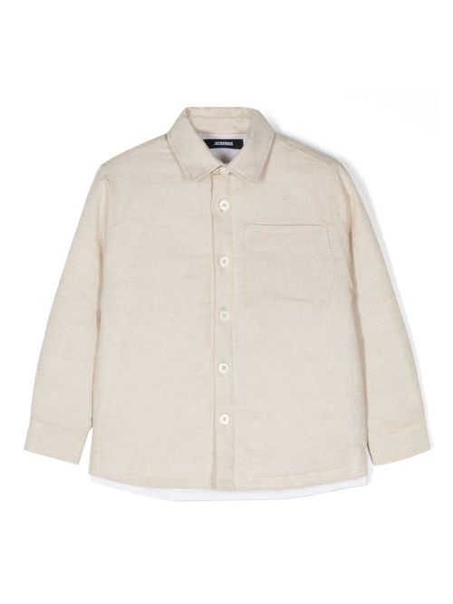 Logo-embroidered shirt - Neutrals