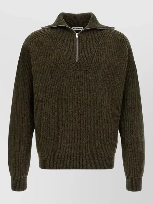 Jil Sander - high collar half zip knit sweater