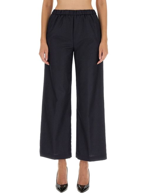Wide Leg Virgin Wool-Cashmere Blend Flannel Pants