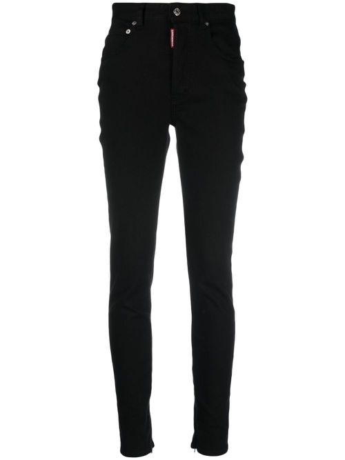 High-waist slim-cut jeans - Black
