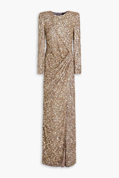 Marie wrap-effect embellished tulle gown - Gray - UK 10