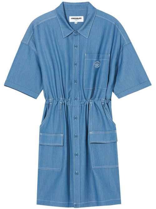 Drawstring denim shirtdress - Blue